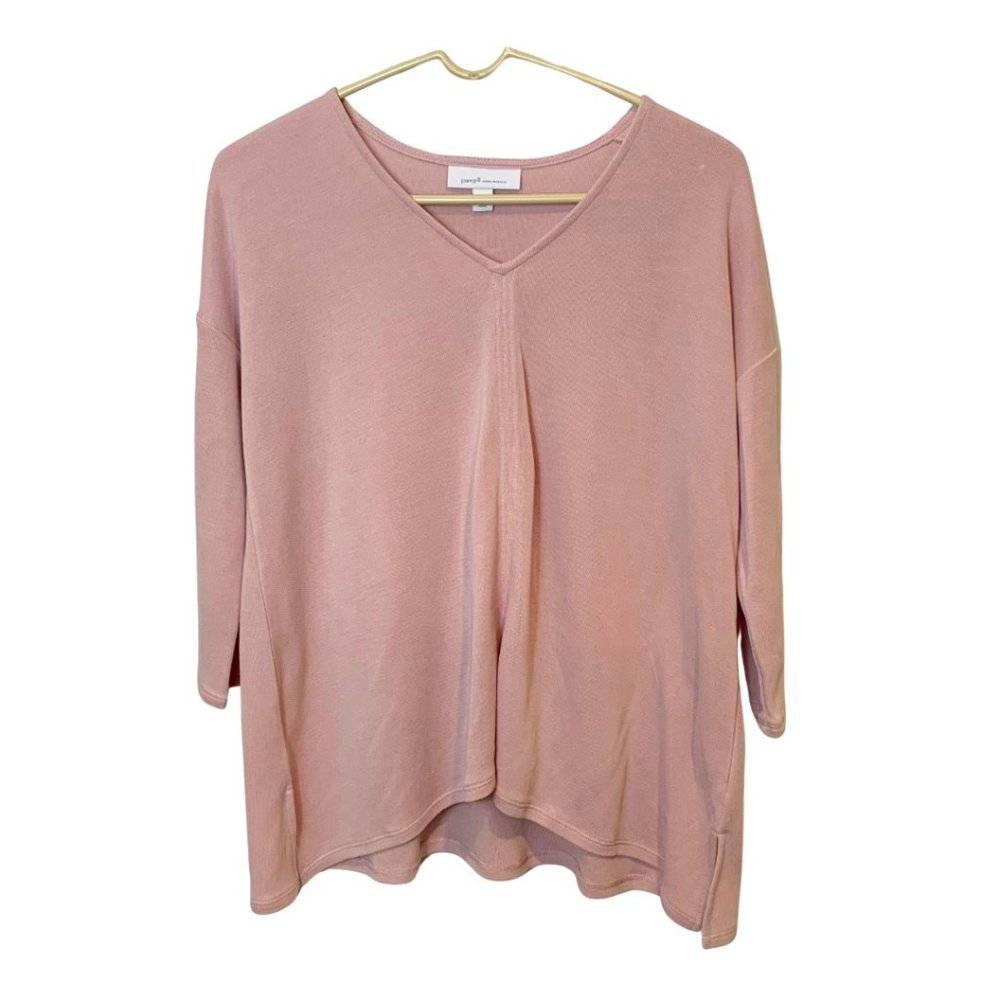 Pure J. Jill Women's Travel Top Petite Size SP Sandwashed Pink Tencel Office